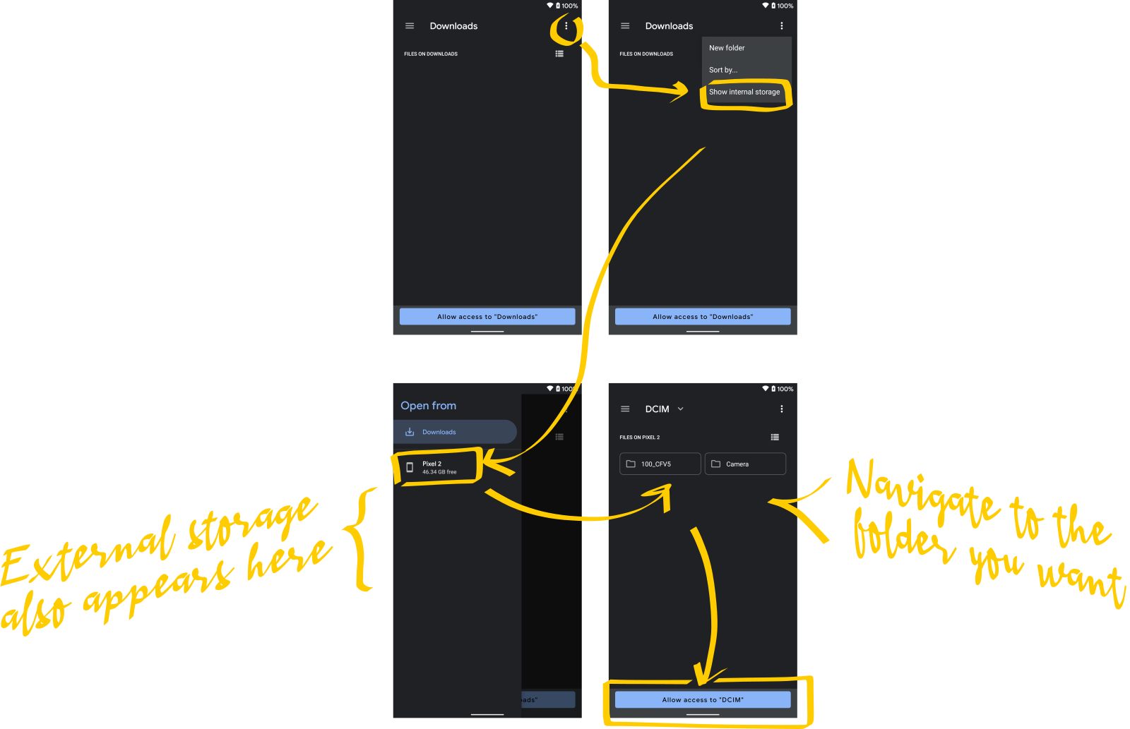 Process to show the internal and external storage on Android 5.0 and up
